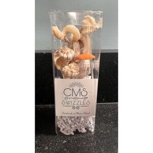 CMS‎ Swizzles Handmade Seashell Cocktail Swizzle Sticks – Set with Original Box